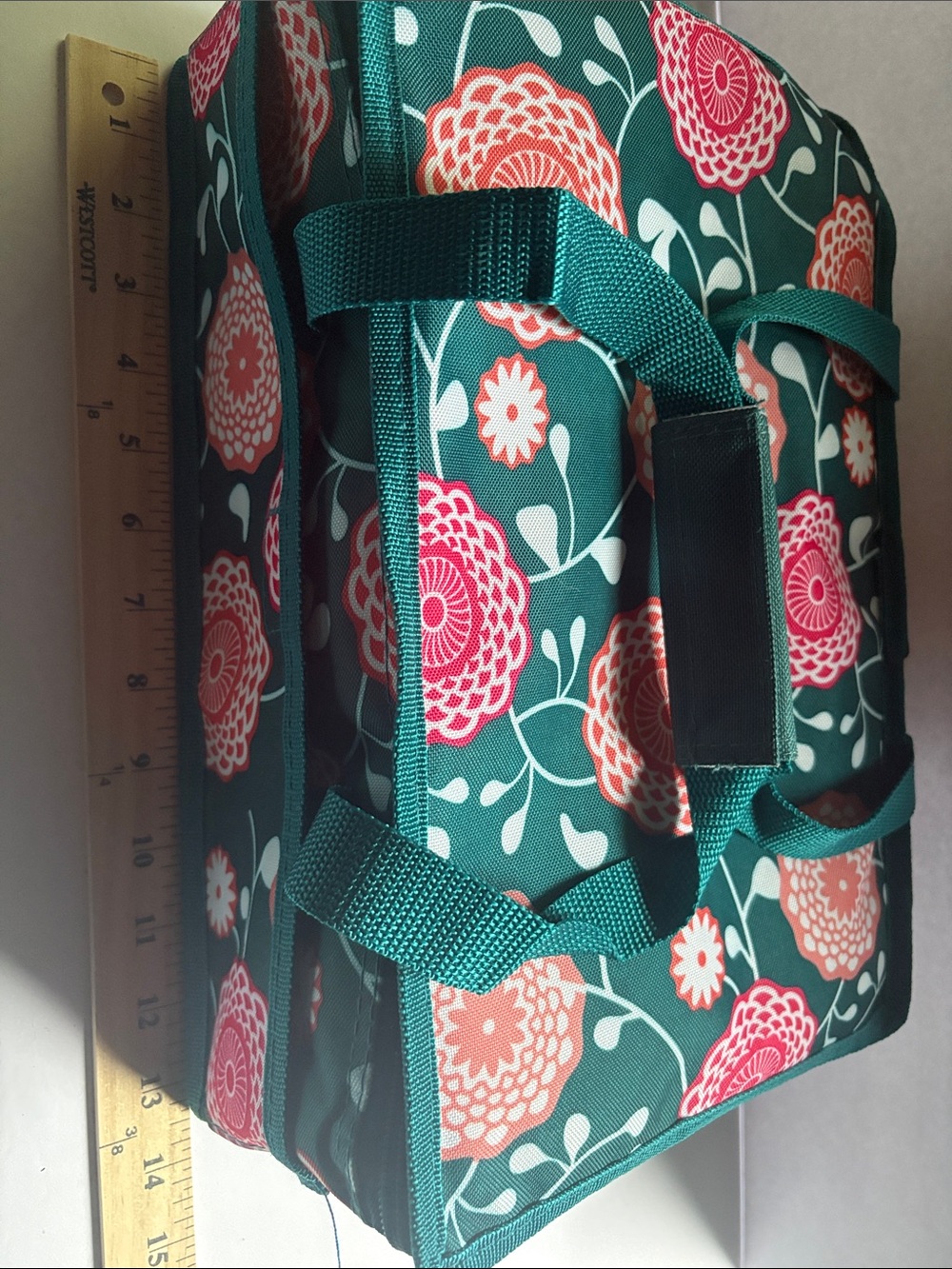 Floral Insulated Lunch Tote Cooler Bag Teal Pink Thermal Work Picnic Tote